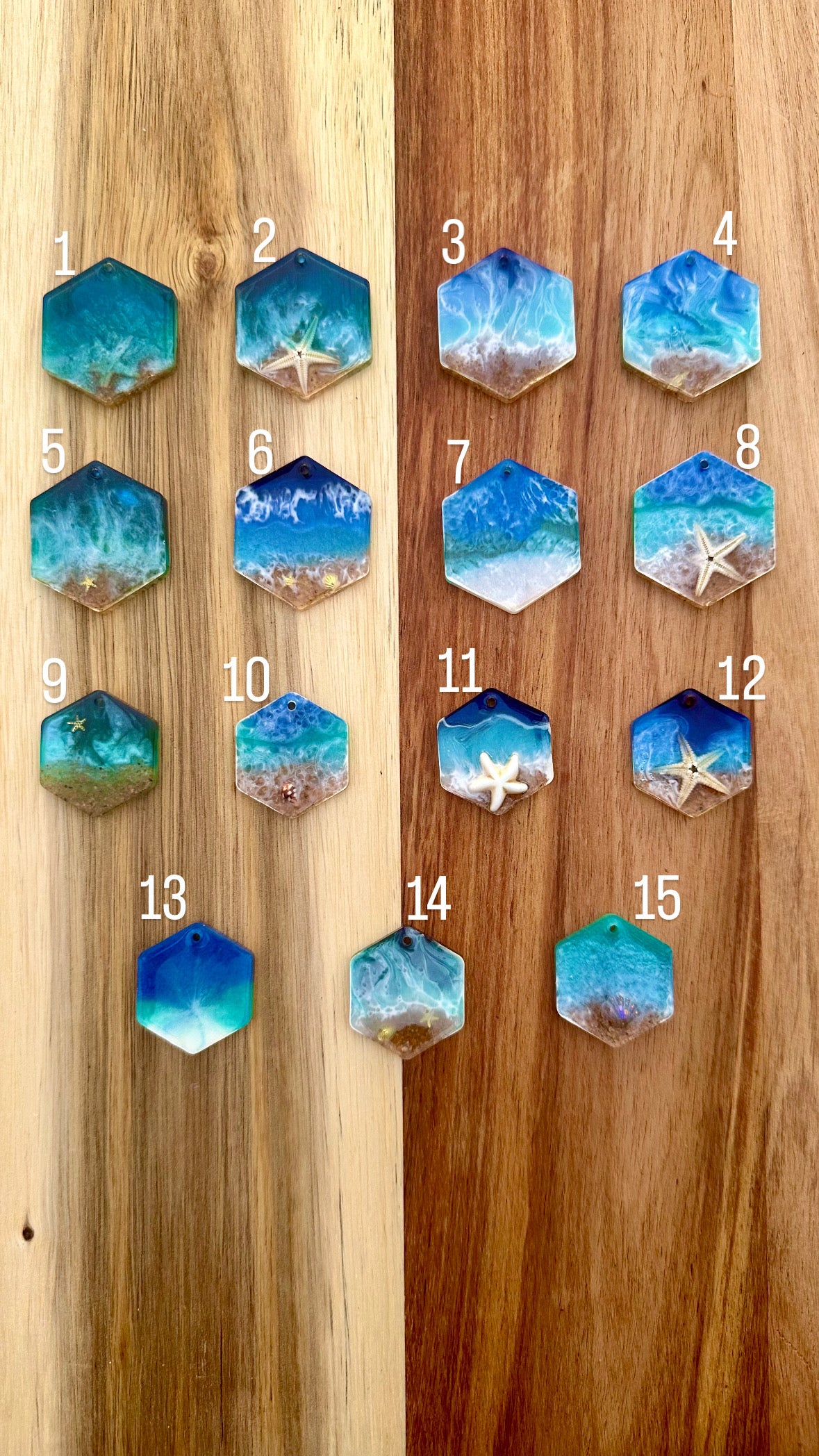 Médaille Hexagonale effet mer