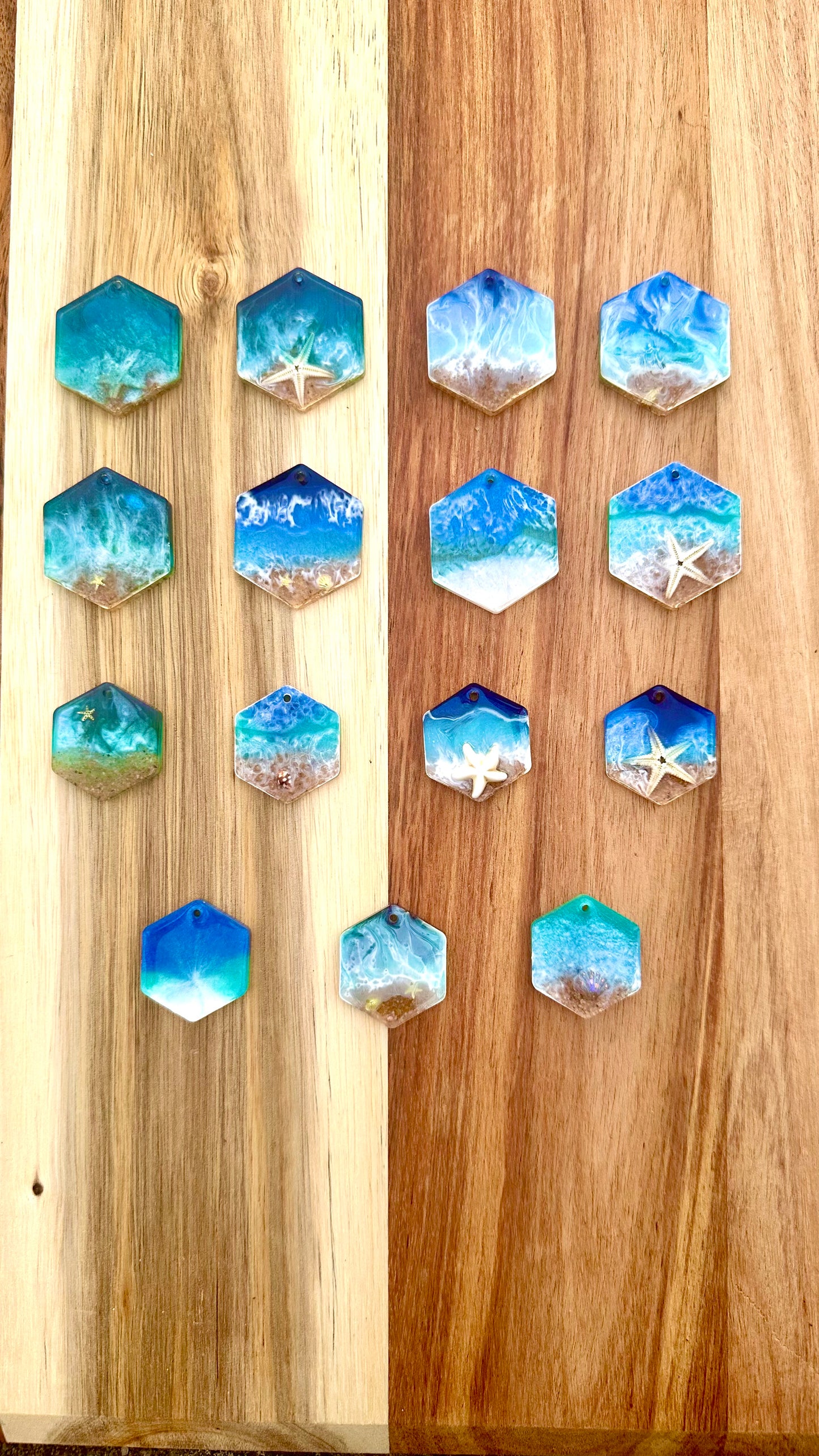 Médaille Hexagonale effet mer