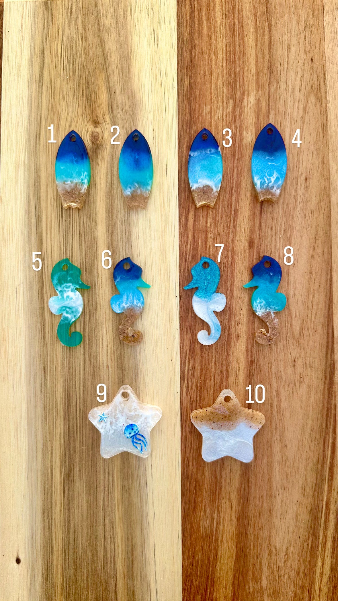 Médaille Planche de surf, Hippocampe & étoile